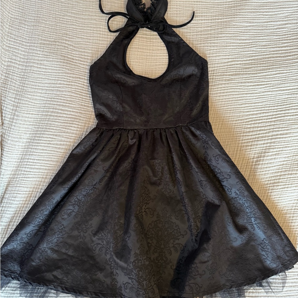 Killstar Black Halter Pleated Cocktail Dress